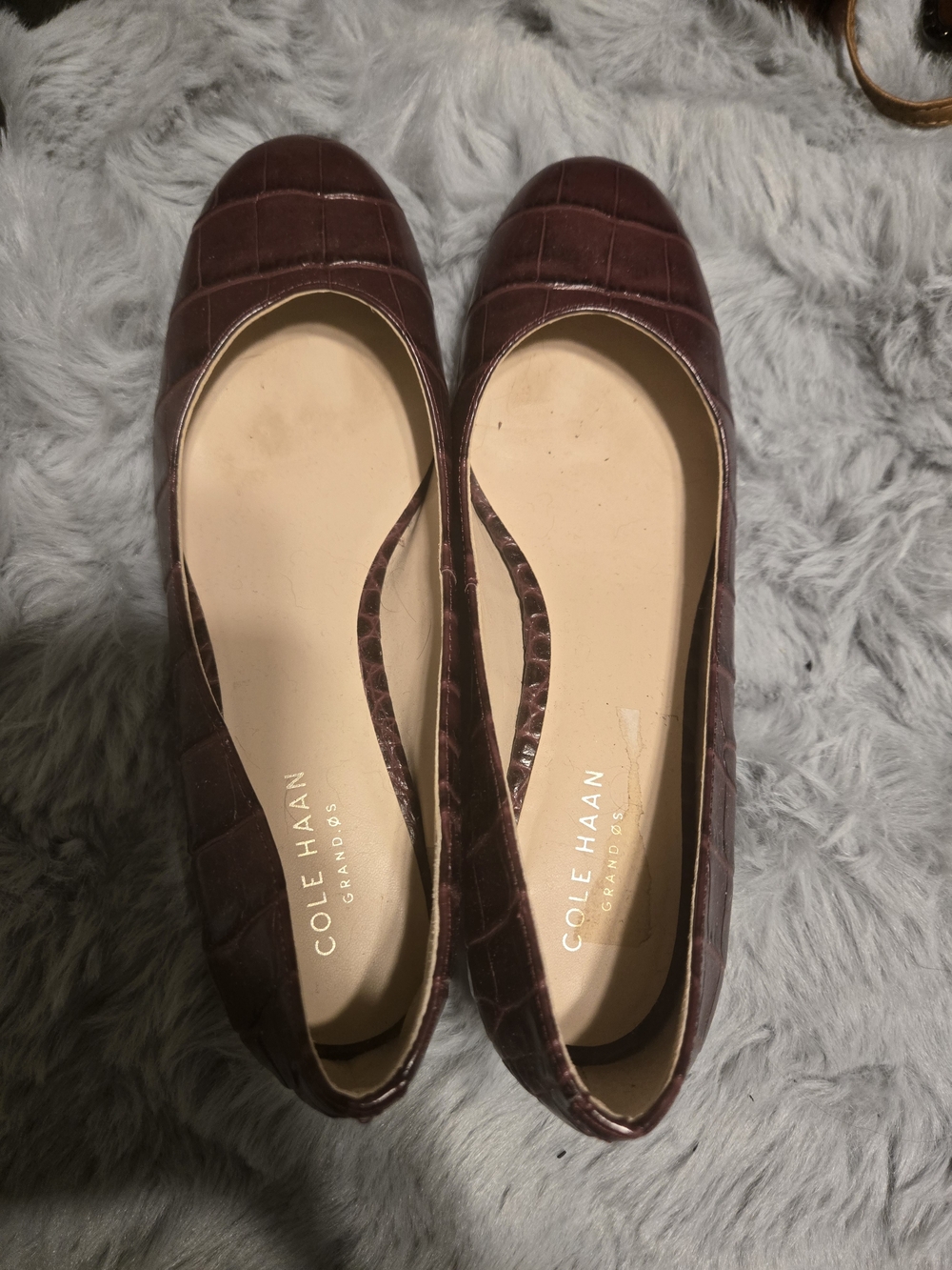 Cole Haan Burgundy Croc Embossed Leather Grand OS Block Heel Pumps 5.5B